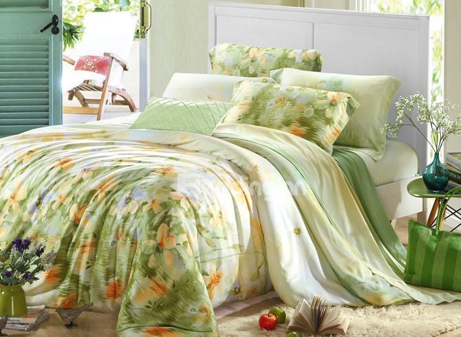 High Quality Beautiful Floral Patterns 4 Pieces Tencel Bedding Sets