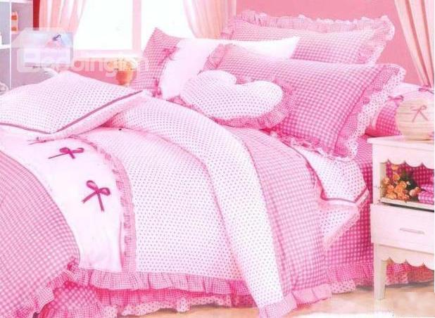 New Arrival Graceful Princess Fringe Cotton 4-Piece Bedding Sets