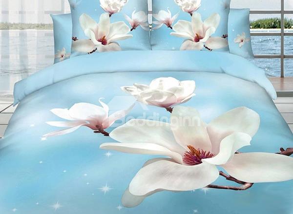 Beautiful Magnolia Print Cotton Duvet Cover Sets