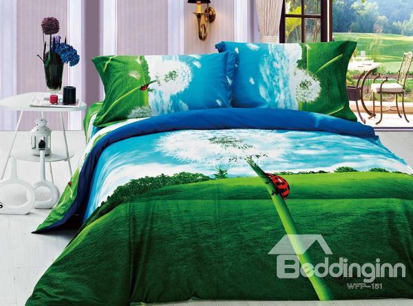 New Arrivals Perfect Printed Dreamlike Dandelion With High Quality 4 Pieces Bedding Setse