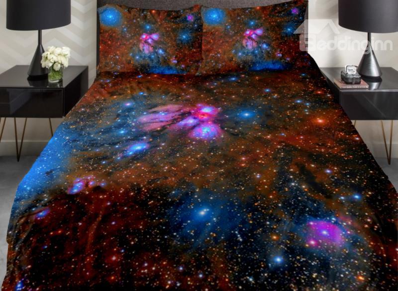 Fascinating Colorful Shining Galaxy Print 4-Piece Duvet Cover Sets