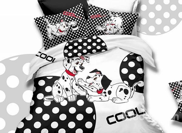 Very Cute Spotty Dog Print 3-Piece Cotton Kids Duvet Cover Sets
