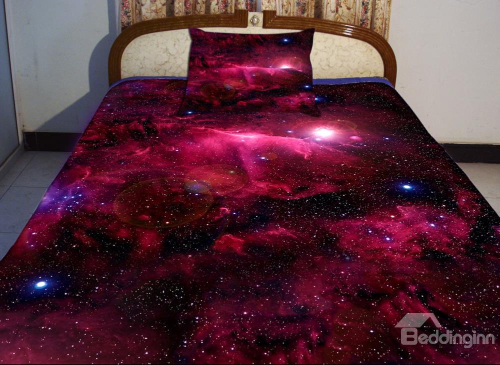 Amazing Bright Red Galaxy Print 4-Piece Duvet Cover Sets