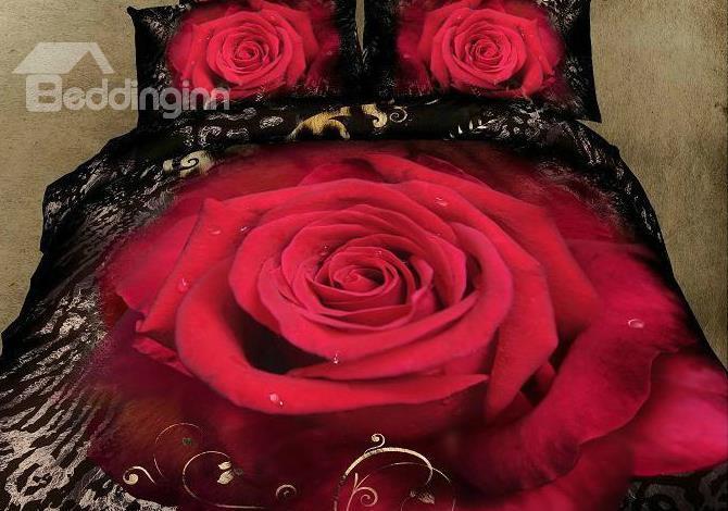 New Arrival High Quality 100%Cotton Blooming Rose 4 Piece Bedding Sets/Duvet Cover Sets