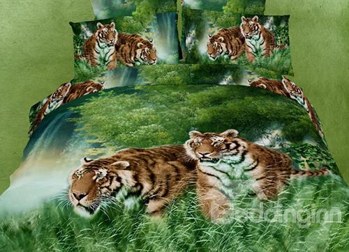 Tiger In The Jungle Print 4 Piece Bedding Sets Duvet Cover