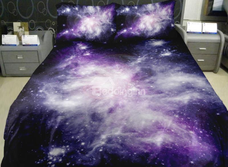 Charming Purple Shining Star Print 4-Piece Duvet Cover Sets