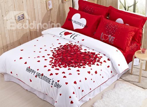 New Arrival Thousand Red Hearts Romantic 4 Piece Duvet Cover Sets