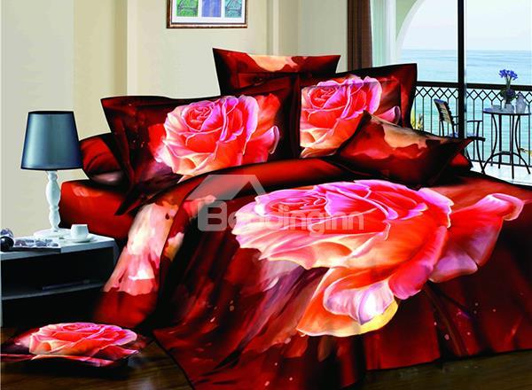 New Arrivals Hot-Sell Bright Burning Rose 4 Pieces Bedding Sets