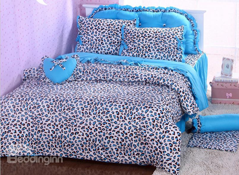Unique Blue Leopard Print 4 Piece Bedding Sets/Duvet Cover Sets
