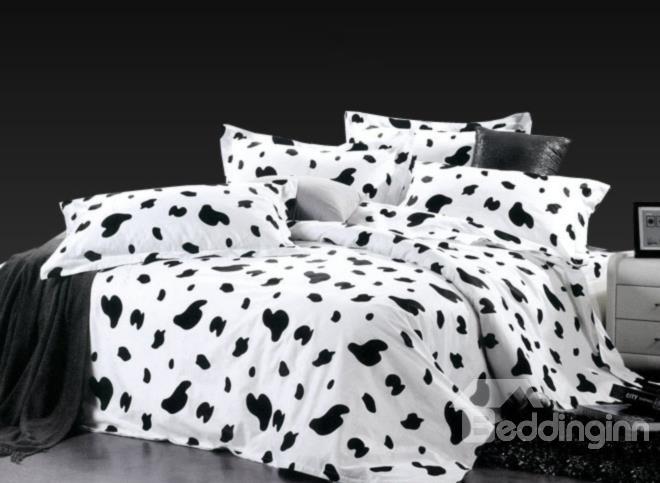 Soft And Comfortable Cow Print 4 Piece Cotton Duvet Cover Sets