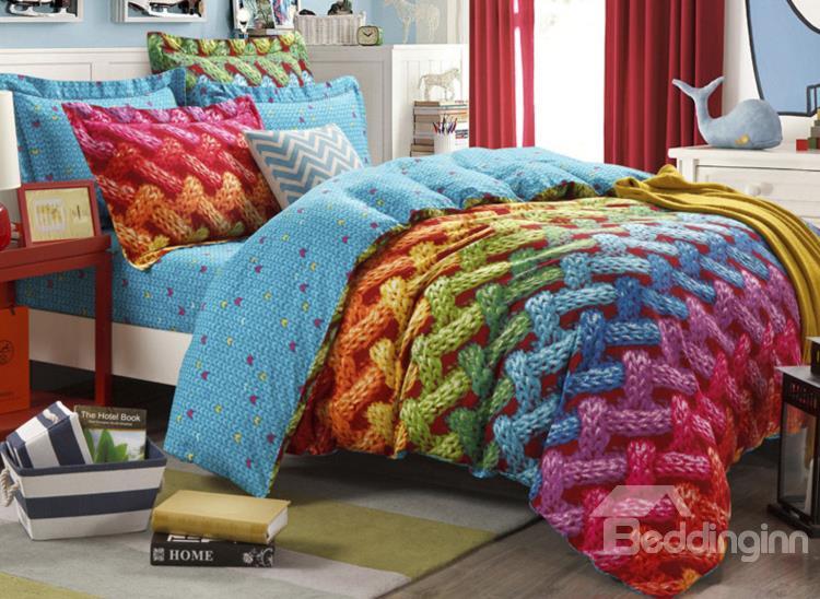 Colorful Bold Sweater Pattern Christmas Gift 4 Piece Cotton Duvet