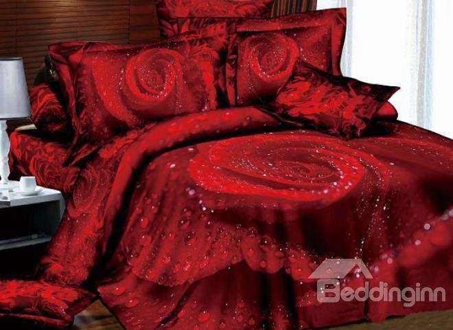 High Quality Luxury Classic Rose Realistic 3d Printed 4 Piece Bedding Sets