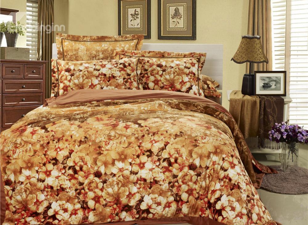 Elegant Warm-Toned Color Comfortable Sandedcloth Material 4 Piece Bedding Sets/Duvet Cover Sets