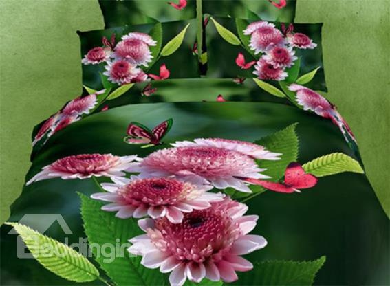 Pink Butterflies And Flowers Print 3d Duvet Cover Sets